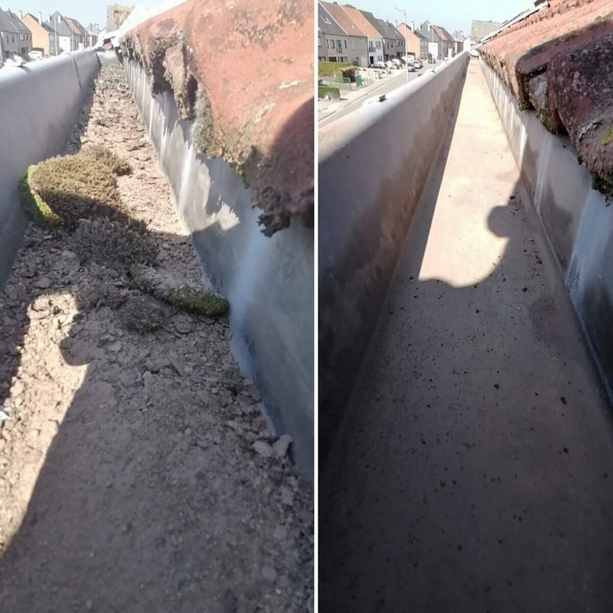 Nettoyage gouttière avant/après par l'équipe North Group