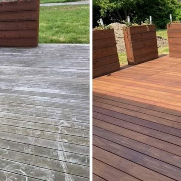 Nettoyage terrasse avant/après par l'équipe North Group