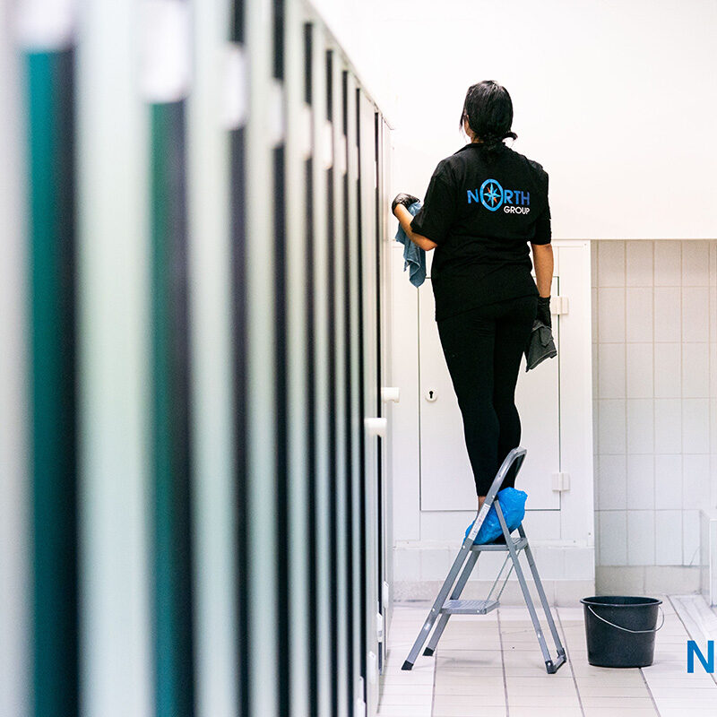 Nettoyage de piscine par l'équipe North Group